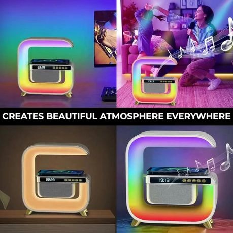 G Shape LED Clock 15W Wireless Charging Ambient RGB Multicolor Speaker